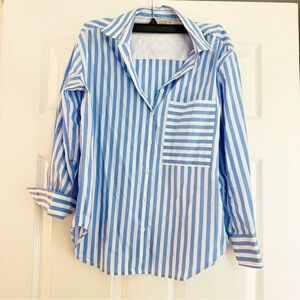 AYR Light Blue and White Striped Button-Down Shirt